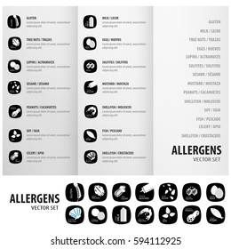 Allergens set triptych design for business