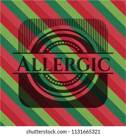 Allergic christmas colors style badge.