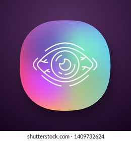 Allergic conjunctivitis app icon. Seasonal tree pollen allergy symptom. UI/UX user interface. Web or mobile application. Eye inflammation, irritation, redness. Vector isolated illustration