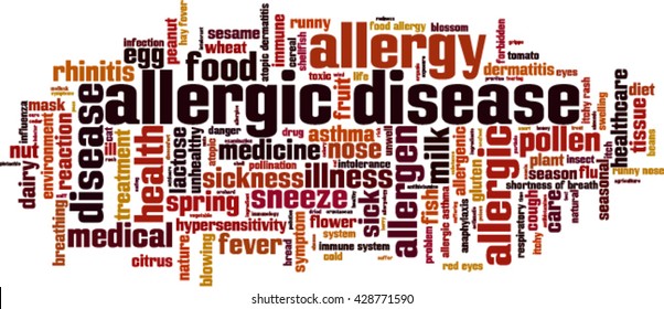 Allergic disease word cloud concept. Vector illustration