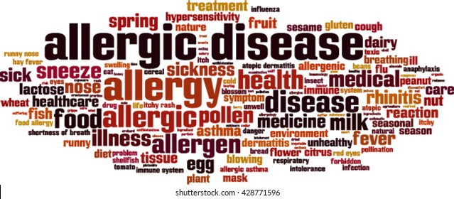 Allergic disease word cloud concept. Vector illustration