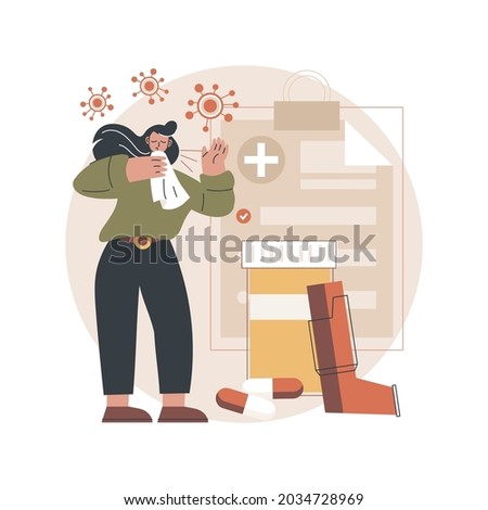 Allergic diseases abstract concept vector illustration. Atopic allergy, severe reaction, antihistamines therapy, allergic disease treatment, skin rash, dermatology clinic abstract metaphor.