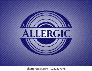 Allergic emblem with denim high quality background
