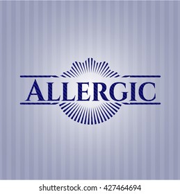 Allergisches Emblem mit denim-hochwertigem Hintergrund