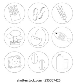 allergic food list labels vector