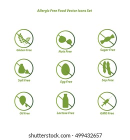 Allergic Free Icons Set. Vector Illustration.