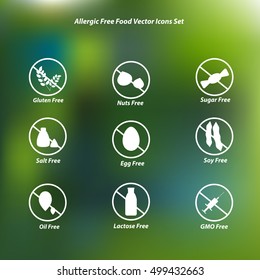 Allergic Free Icons Set. Vector Illustration.