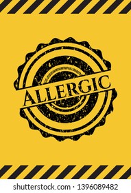 Allergic inside warning sign, black grunge emblem. Vector Illustration. Detailed.