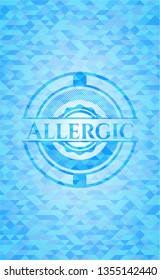 Allergic light blue emblem with mosaic background