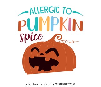 Alérgica a la tipografía de especias de calabaza retro diseño de la camiseta