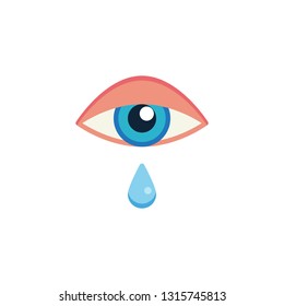 Allergic reaction cry flat icon, vector sign, colorful pictogram isolated on white. Allergic eye cry, tear symbol, logo illustration. Flat style design