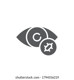 Símbolo del icono del vector del grito de reacción alérgica ocular aislado en fondo blanco