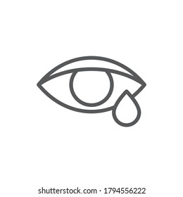 Símbolo del icono del vector del grito de reacción alérgica ocular aislado en fondo blanco