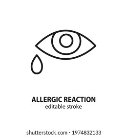 Allergic reaction line icon. Sadness vector symbol. Editable stroke.