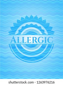 Allergic sky blue water wave style badge.