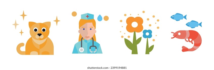 Allergies and Allergic Diseases Icon Vector Set