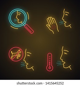 Allergies app icons set.  Allergic reactions and diagnosis. Respiratory and skin diseases. Health care. Medical problem. UI/UX user interface. Web or mobile applications. Vector isolated illustrations