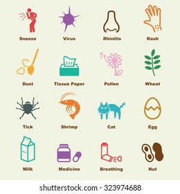 allergies elements, vector infographic icons