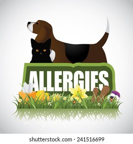 Allergies icon with dog cat plants peanuts EPS 10 vector stock illustration