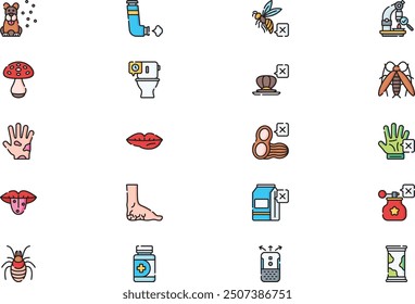 Allergies icons collection is a vector illustration with editable stroke.