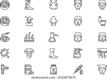La colección de iconos de alergias es una Ilustración vectorial con trazo editable.
