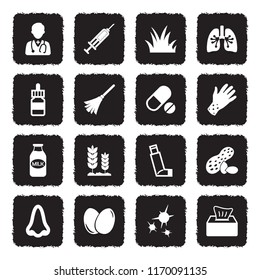 Allergies Icons. Grunge Black Flat Design. Vector Illustration. 