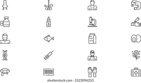 Iconos de alergias Iconos de vectores de alta calidad Colección con trazo editable. Ideal para Profesional y Proyectos Creativos.