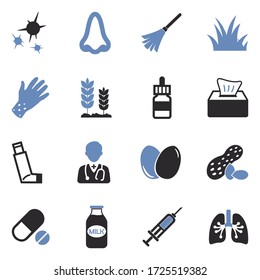 Allergies Icons. Two Tone Flat Design. Vector Illustration.
