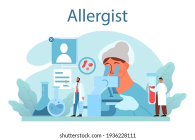 Allergist concept. Disease with allergy symptom, medical allergology