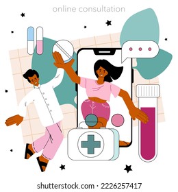 Allergist online service or platform. Allergy symptom diagnostic, testing and treatment. Allergen reactions. Online consultation. Flat vector illustration