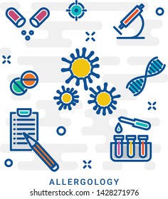 Allergy, allergen, asthma concept icon. Vaccine allergy. Rhinitis, urticaria, itchy, sneezing, cough. Health care idea thin line illustration. Vector isolated outline drawing. Editable stroke, eps 10