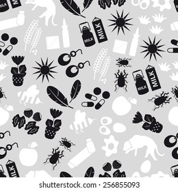allergy and allergens gray seamless pattern eps10