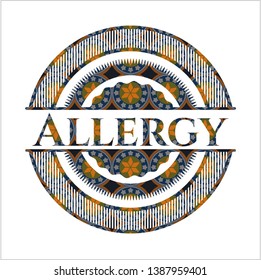 Allergy arabesque style badge. arabic decoration.