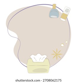Quadro de cuidados de alergia com tecidos e dois colírios ilustração