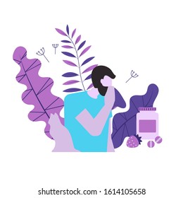 Allergy concept vector illustration. Allergies symptoms and causes,