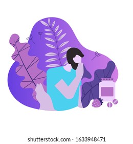 Allergy concept vector illustration. Allergies symptoms and causes