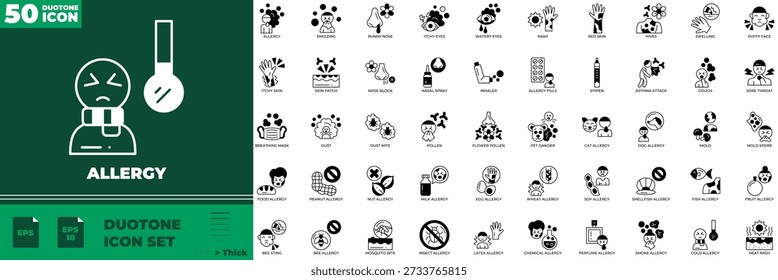 Conjunto de iconos editables de duotono de alergia