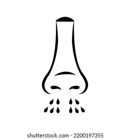 Allergy fever infected nose icon | Black Vector illustration |