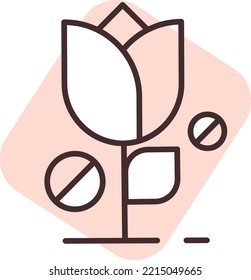 Flor alérgica, ilustración, vector sobre fondo blanco.