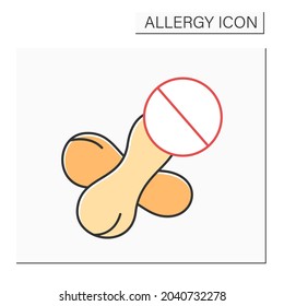 Allergy to food color icon. Abnormal allergic reaction to peanut products. Healthcare concept.Isolated vector illustration