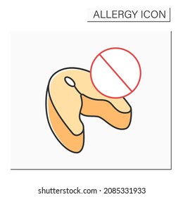 Allergy to food color icon. Allergic reaction to salmon fish and seafood. Healthcare concept. Isolated vector illustration