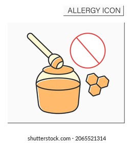 Allergy to food color icon. Hypersensitive allergy to honey and honey-related products. Healthcare concept.Isolated vector illustration