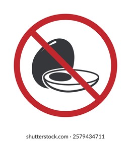 Allergy food prohibition icon, without egg or yolk, black pictogram isolated