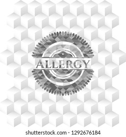 Allergy grey emblem with geometric cube white background