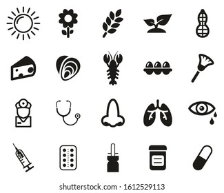 Allergy Or Hypersensitivity Icons Black & White Set Big