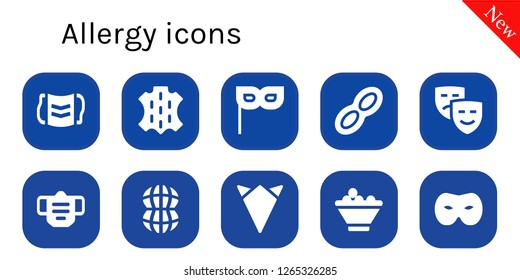  allergy icon set. 10 filled allergy icons. Simple modern icons about  - Mask, Skin, Peanut, Masks, Handkerchief, Fruit bowl