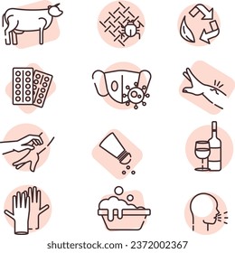Allergy icon set, illustration or icon, vector on white background.
