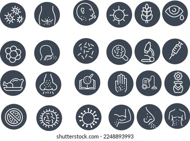 Diseño vectorial de conjunto de iconos de alergia