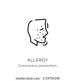 Allergy icon. Thin linear allergy outline icon isolated on white background from Coronavirus Prevention collection. Modern line vector sign, symbol, stroke for web and mobile