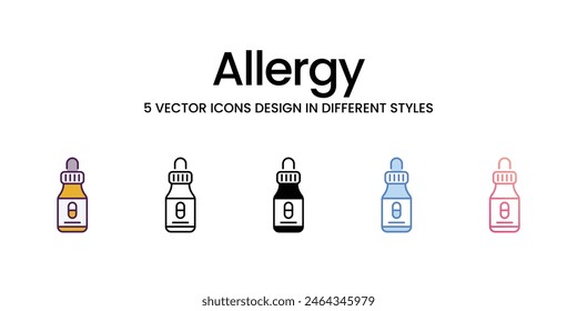 Allergie Icons verschiedenen Stil Vektorgrafik Stock Illustration